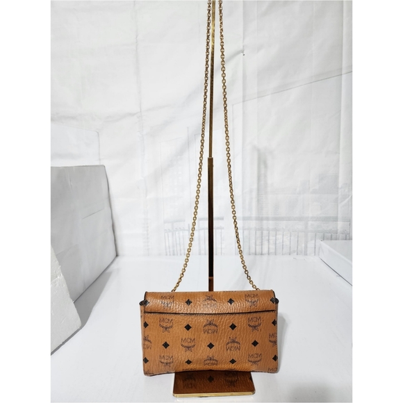 MCM Visetos Millie Crossbody Bag Brown - Picture 3 of 13